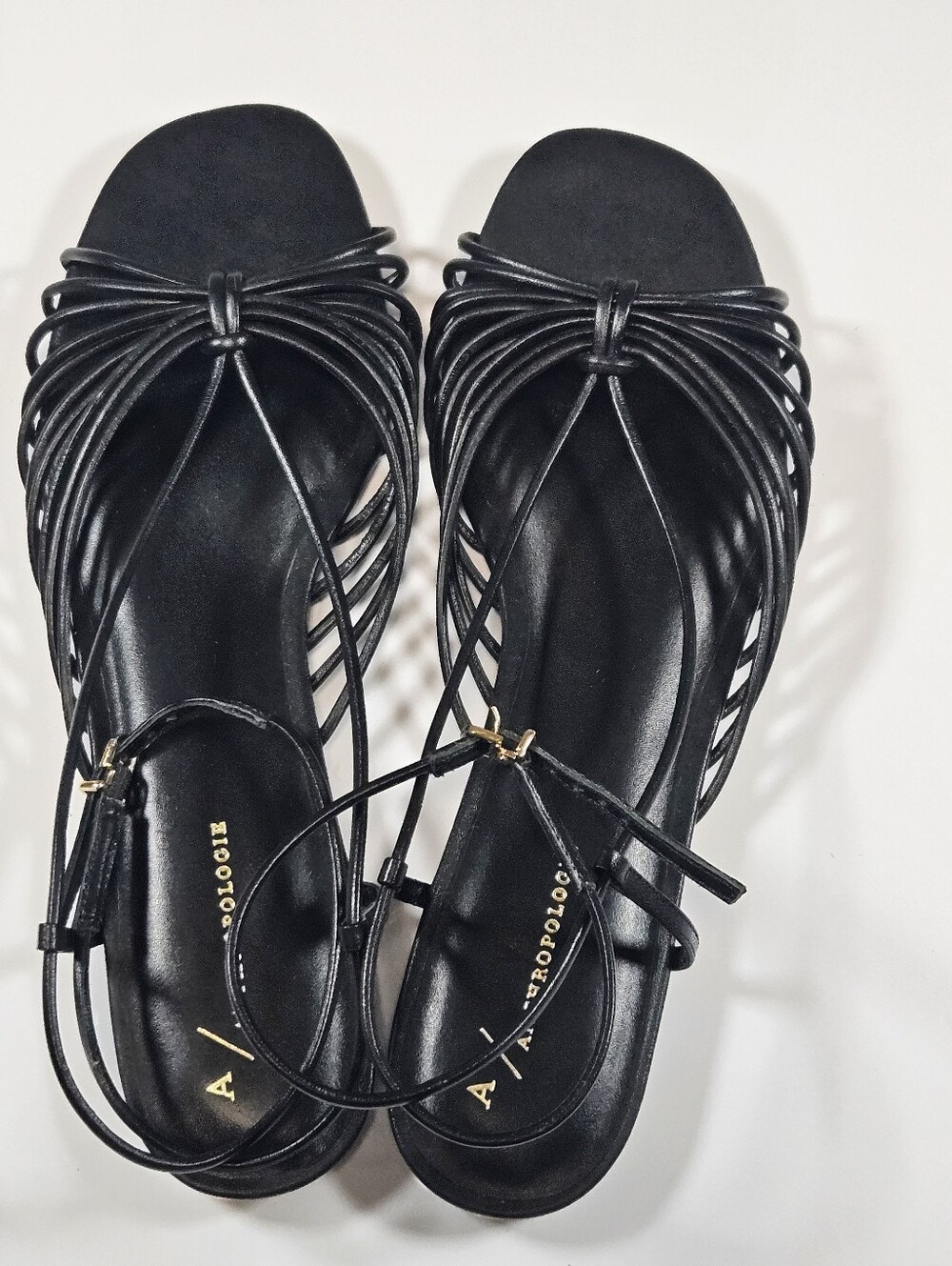 Anthropologie Women's Black Strappy Ankle Strap Gladiator Sandals Size 9